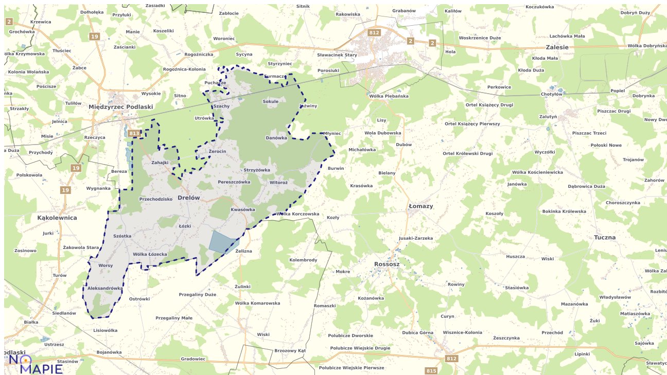Mapa obszarów ochrony przyrody Drelowa