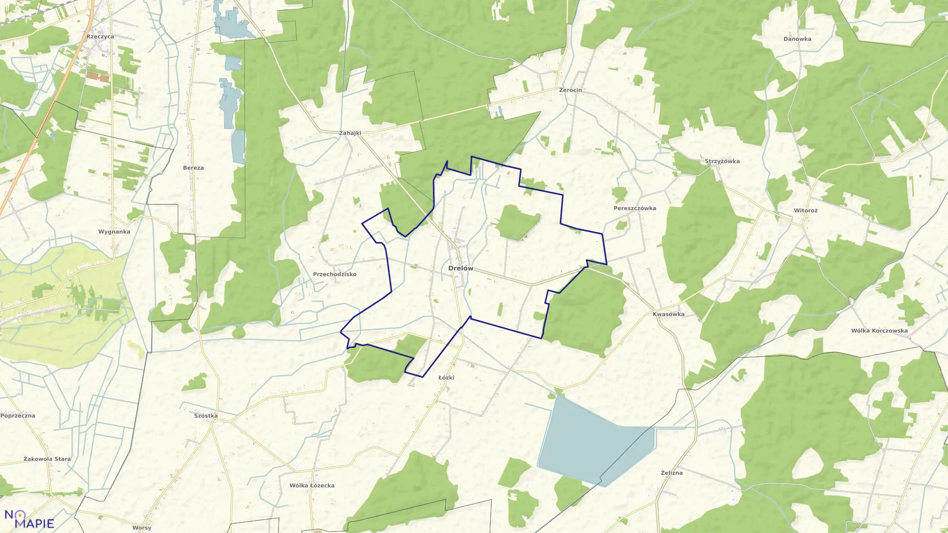 Mapa obrębu DRELÓW w gminie Drelów