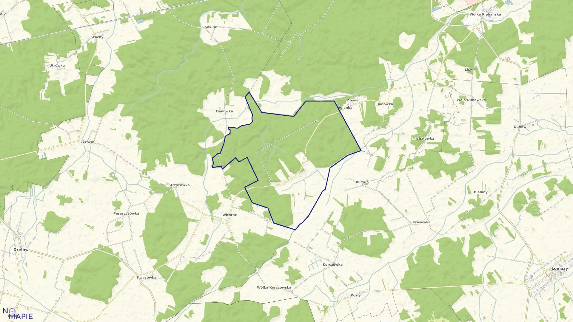 Mapa obrębu LESZCZANKA w gminie Drelów