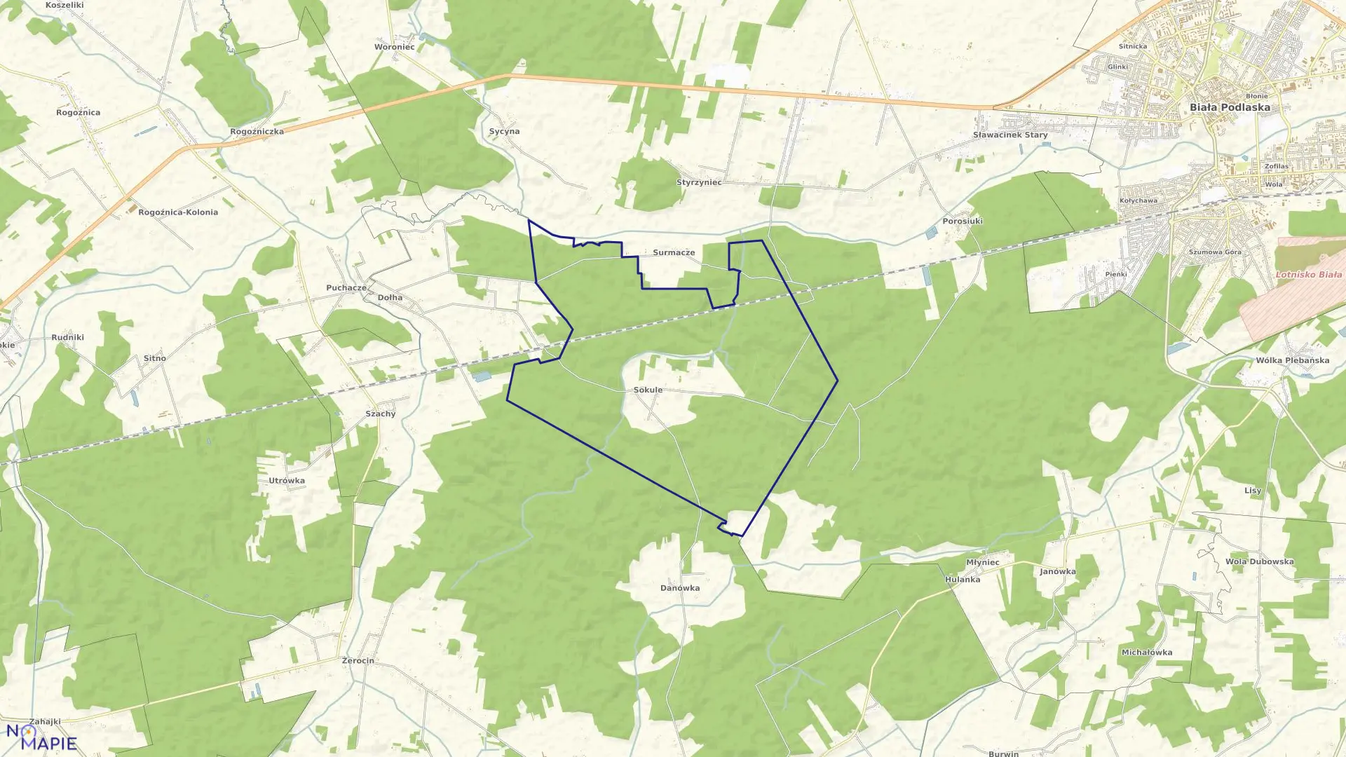 Mapa obrębu SOKULE w gminie Drelów