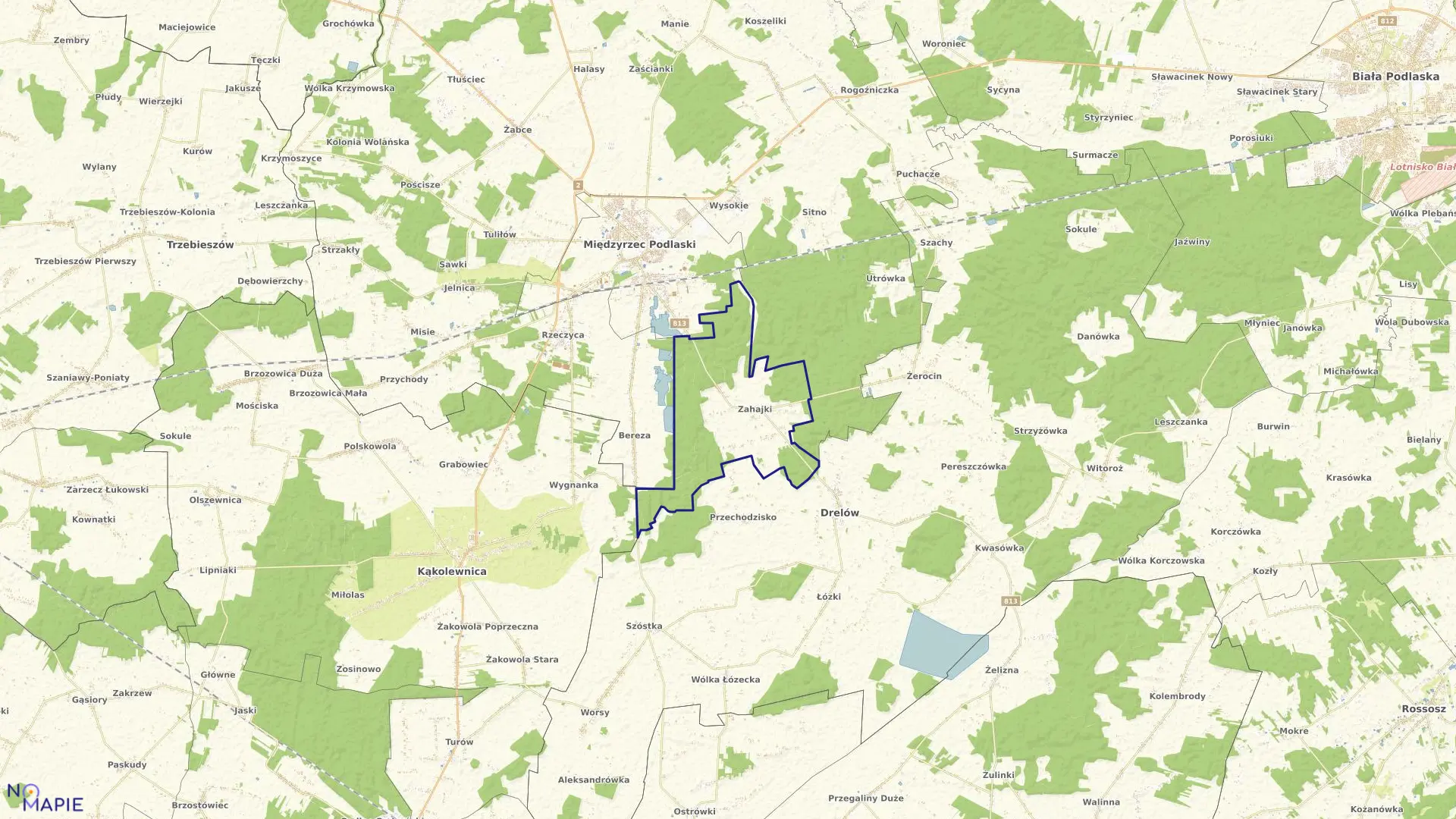 Mapa obrębu ZAHAJKI w gminie Drelów